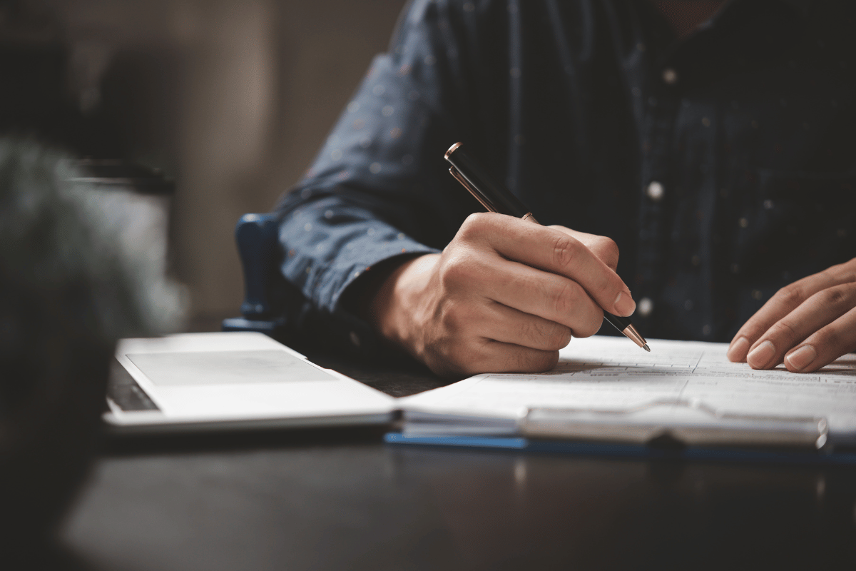 Financial documents on desk